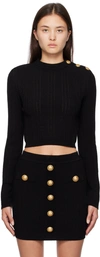 BALMAIN BLACK BUTTON SWEATER