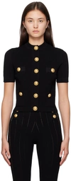Balmain Black Sweaters With Golden Buttons In 0pa Noir
