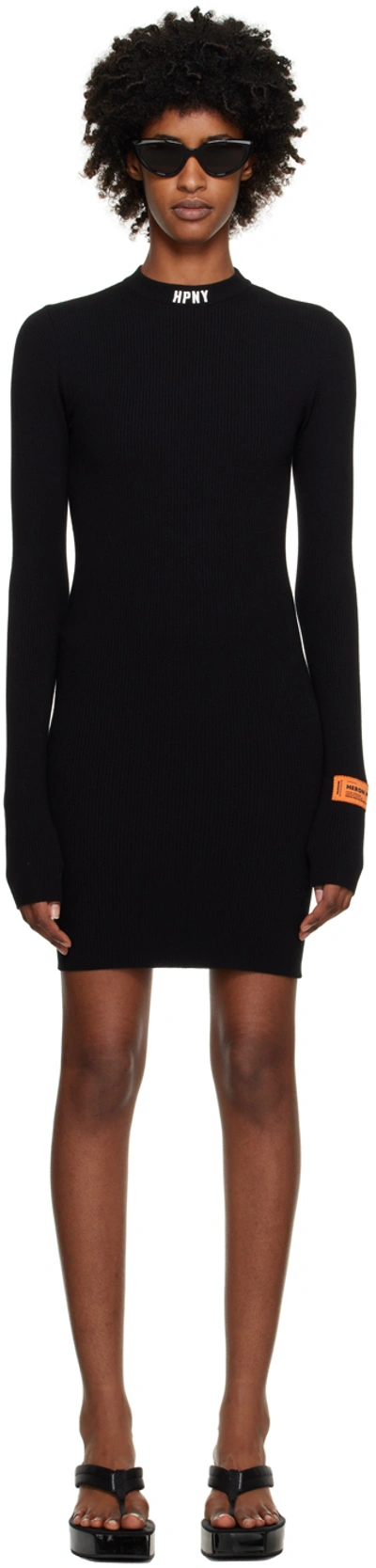 Heron Preston Hpny Embroidered Long-sleeve Minidress In Black White