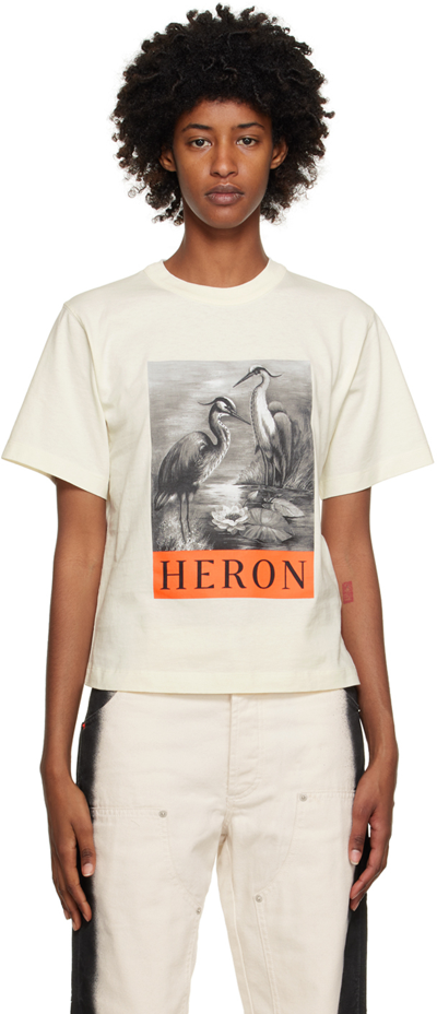 Heron Preston White 'heron' T-shirt In White Black