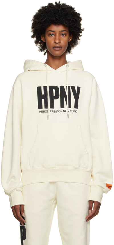 Heron Preston Hpny Hoodie In White Black