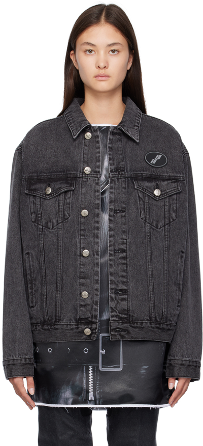 We11 Done Black Faded Denim Jacket In Wash Black