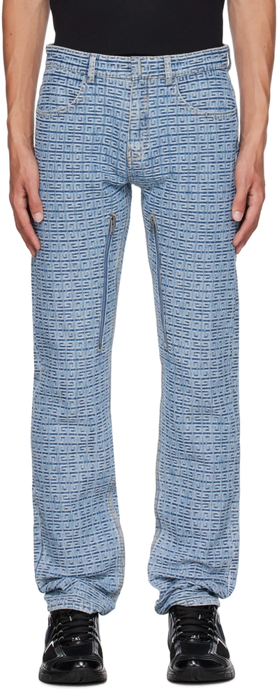 Givenchy 4g-motif Straight-leg Jeans In Blue