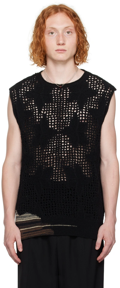 Dries Van Noten Black Floral Vest In 900 Black