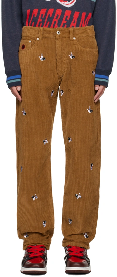 Icecream Brown Embroidered Trousers