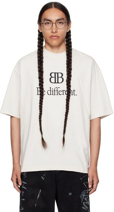 Balenciaga Off-white 'be Different' T-shirt In 9784 Ecru/black