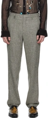 DRIES VAN NOTEN GRAY SLIM FIT TROUSERS