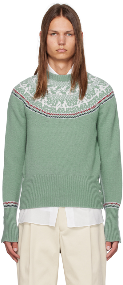 Thom Browne Green Fair Isle Sweater In 350 Green