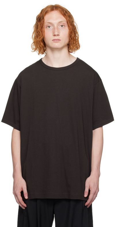 Yohji Yamamoto Brown Crewneck T-shirt In Charcoal