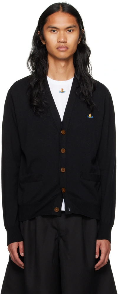 VIVIENNE WESTWOOD BLACK EMBROIDERED MAN CARDIGAN