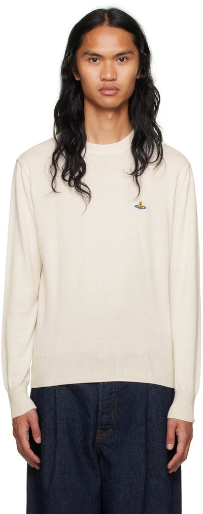 Vivienne Westwood Orb Embroidery Wool And Cashmere Sweater In White