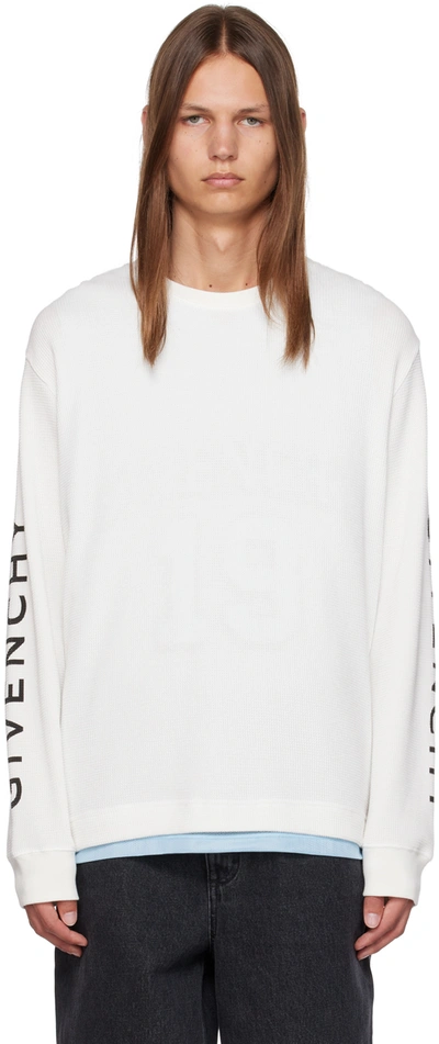 Givenchy White Printed Long Sleeve T-shirt In 100-white