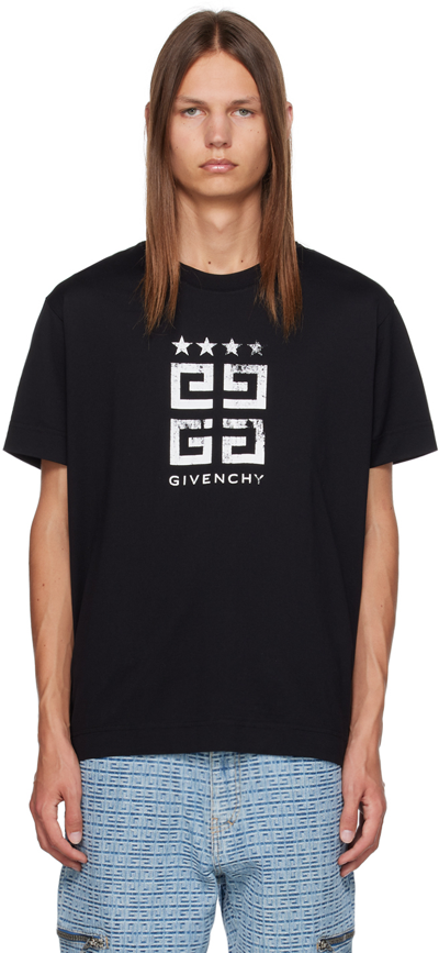 Givenchy Slim Fit 4g Logo Cotton Graphic T-shirt In Black