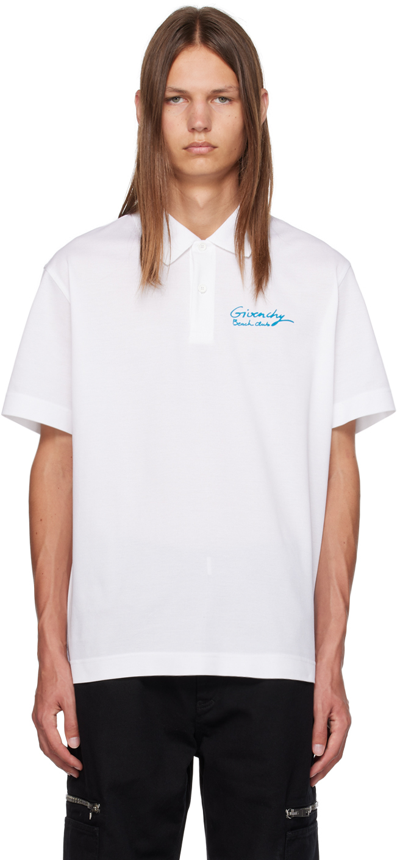 Givenchy White Printed Polo In 100-white