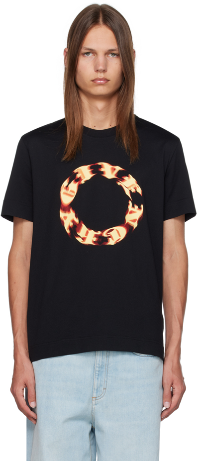 Givenchy Black Circle T-shirt In 001-black