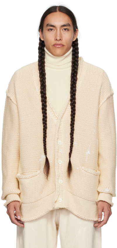 R13 Beige Rolled Edge Cardigan In Natural