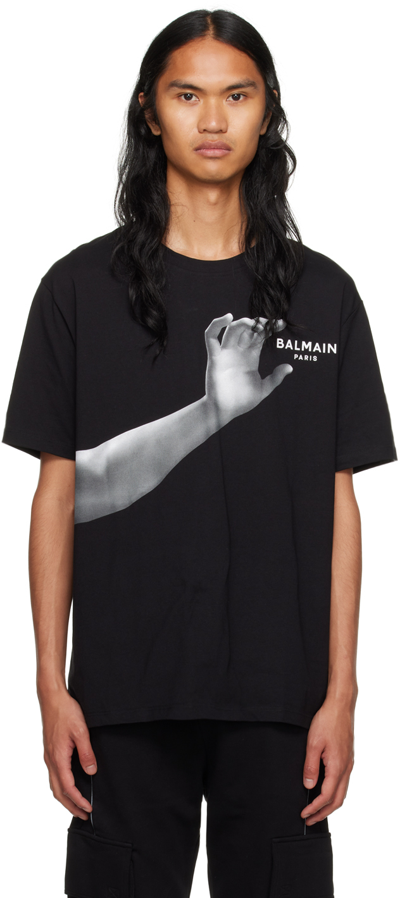 Balmain Classic Statue Print T-shirt In Black