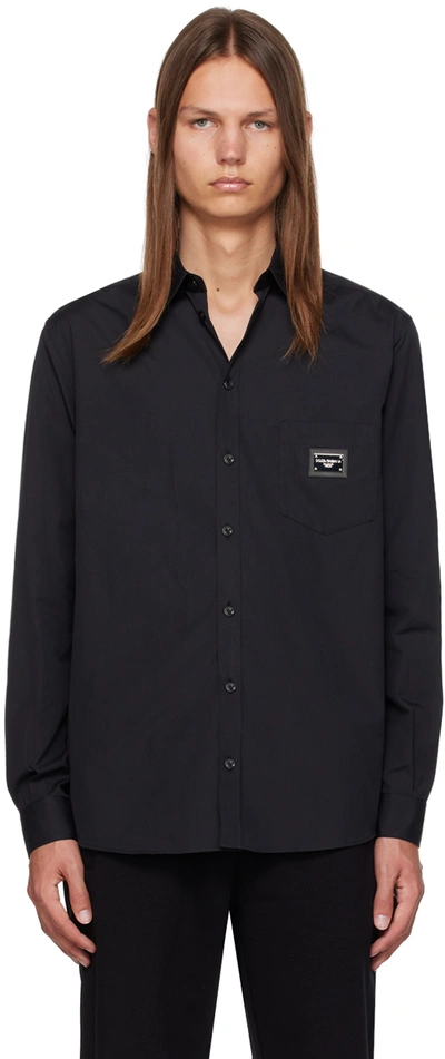 Dolce & Gabbana Black Martini-fit Shirt In N0000 Nero