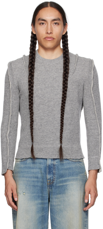 R13 Grey Flat Sleeve Jumper In Heather Grey