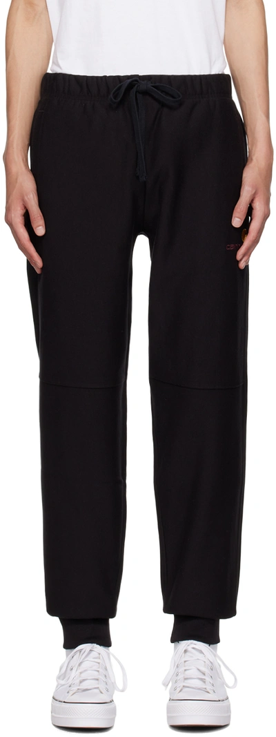 Carhartt Logo-embroidered Relaxed-fit Cotton-blend Jogging Bottoms In Black