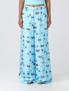 Versace Printed Silk Twill Wide Pants In Pink