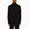 Stone Island Lightweight Wool Crew Neck Pullover In Black