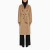 Max Mara Lvr Exclusive Camel Drap Midi Coat In Beige