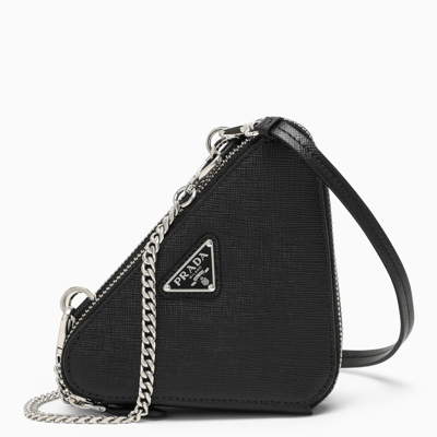 Prada Black Saffiano Leather Mini Pouch | ModeSens