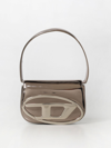 Diesel Metallic Finish Shoulder Bag With Distinctive Oval Logo In Bronze