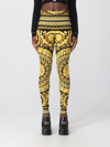 Versace High-waisted Stretch Leggings With Barocco Print In Gold