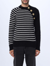 Balmain Embossed-button Striped Jumper In Black