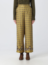 's Max Mara Flowing Trousers In Printed Silk In Mustard