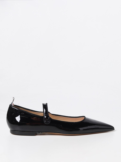 Thom Browne Patent Leather Pointed Thom John Flats In Black