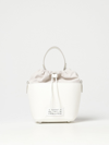Maison Margiela Chalk Leather And Canvas Mini 5ac Bucket Bag In White