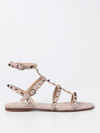 Valentino Garavani Rockstud Flat Sandals In Blush Pink