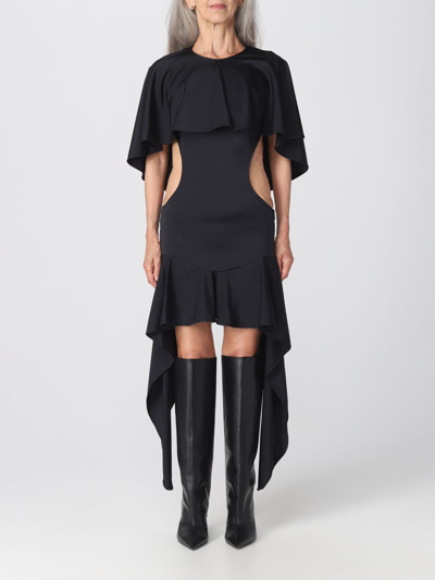 Attico Airi Cape-effect Cut-out Minidress In Black
