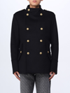 Balmain Virgin Wool Coat With Iconic Gold Buttons In Black