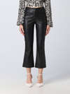 Liu •jo Faux-leather Flared Cropped Trousers In Black