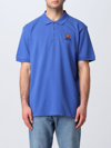 Kenzo Logo-embroidered Cotton Polo Shirt In Blue