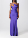 Attico Melva Tech Satin Cutout Long Dress In Violet