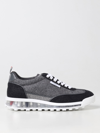 Thom Browne Flannel Sneakers With Iconic Tricolor Detail In Grey