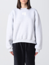 Alexander Wang Essential Logo Cotton Jersey Sweatshirt In Grey