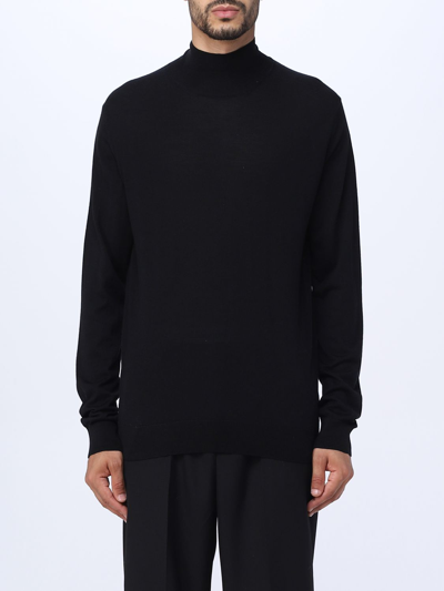 Lanvin Black Wool Knitwear In Dark Grey Melange