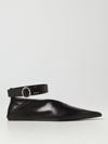 Jil Sander Pointed Toe Flats With Ankle Strap In Black