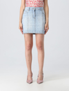 VERSACE DENIM SKIRT WITH PRINTED LOGO,E52844009