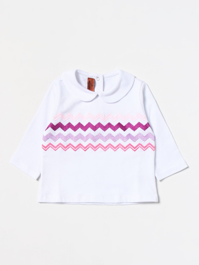 Missoni Babies' Zigzag-pattern Rounded-collar Sweatshirt In White