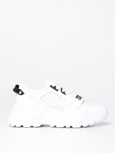 Versace Jeans Couture Sneakers In Leather And Mesh In White