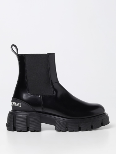 Love Moschino Flat Ankle Boots  Woman In Black