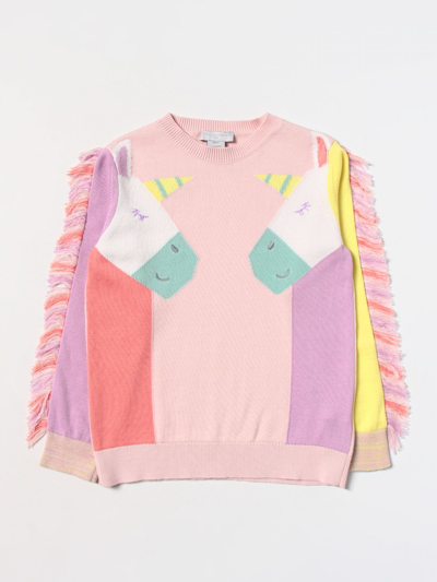 Stella Mccartney Kids' Multicolor Sweater For Girl With Unicorn In Pink