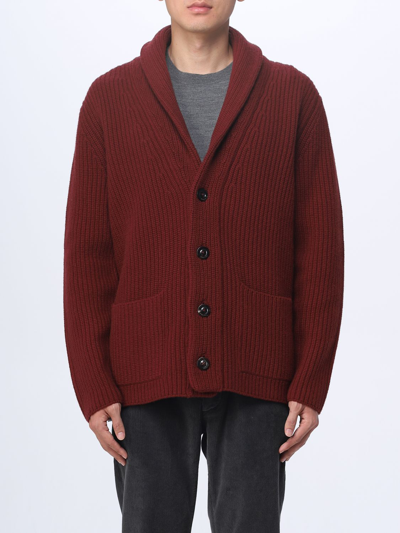 Boglioli Button-up Waffle-knit Cardigan In Bordeaux